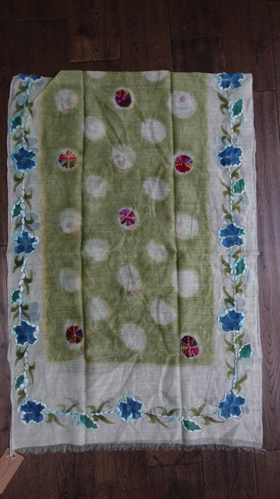 Mint Green Embroidered Scarf