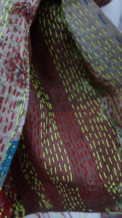 Multicoloured Kantha Pure Silk Scarf