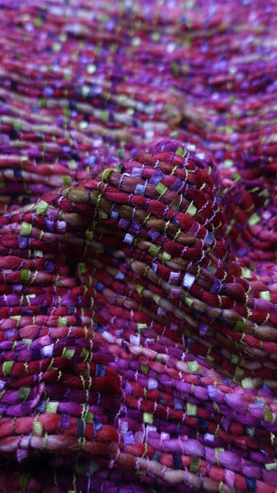 Pinky Red Wool Woven Scarf Handloom With Ribbon