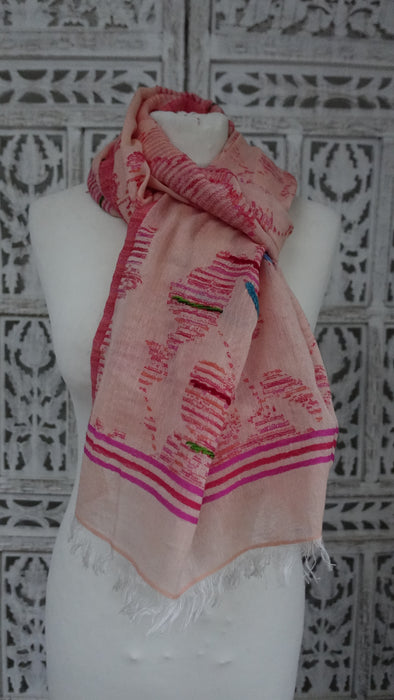 Embroidered Thin Scarf Handloom Scarf - Multiple Colours Available