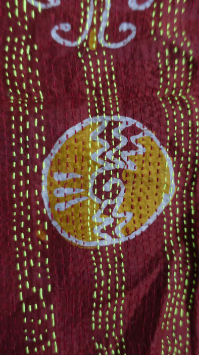 Multicoloured Kantha Pure Silk Scarf