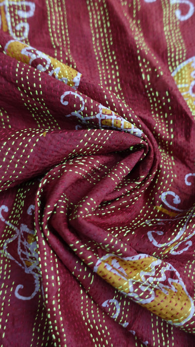 Multicoloured Kantha Pure Silk Scarf