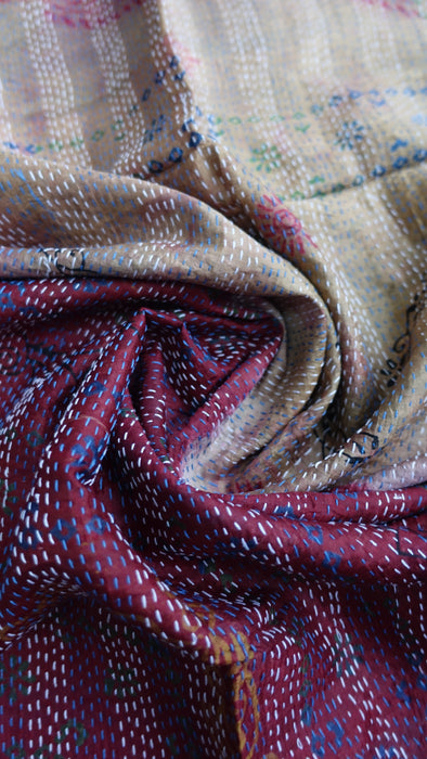 Multicoloured Kantha Pure Silk Scarf
