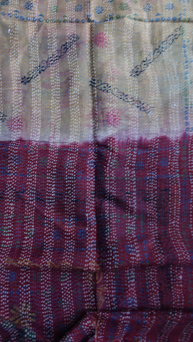 Multicoloured Kantha Pure Silk Scarf
