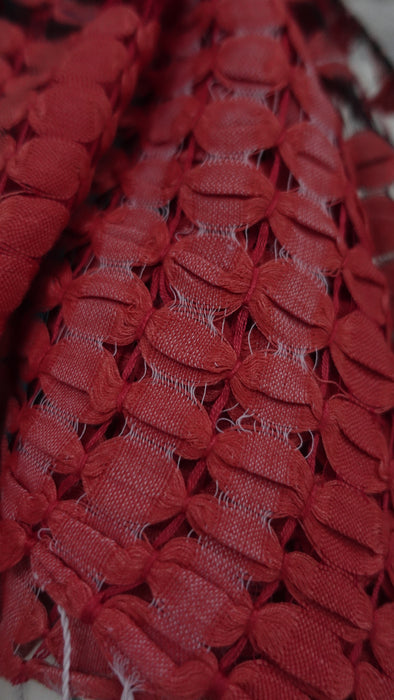 Dark Rust Red Cotton Weave Check Scarf