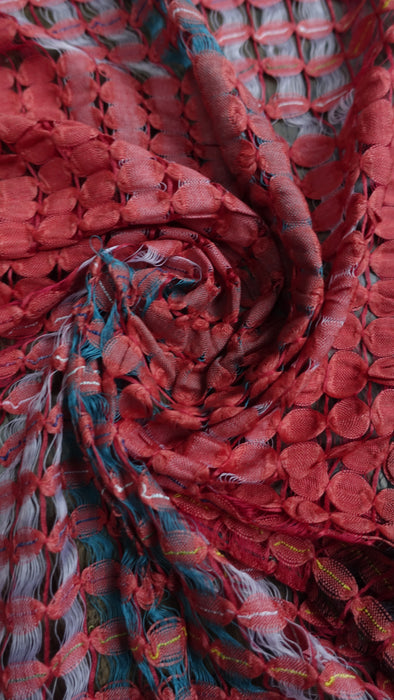 Dark Rust Red Cotton Weave Check Scarf