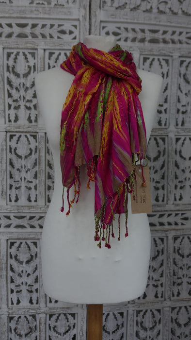 Hot Pink Lime Green Loose Weave Scarf