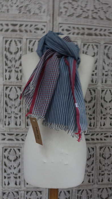 Denim Blue Cotton Handloom Scarf