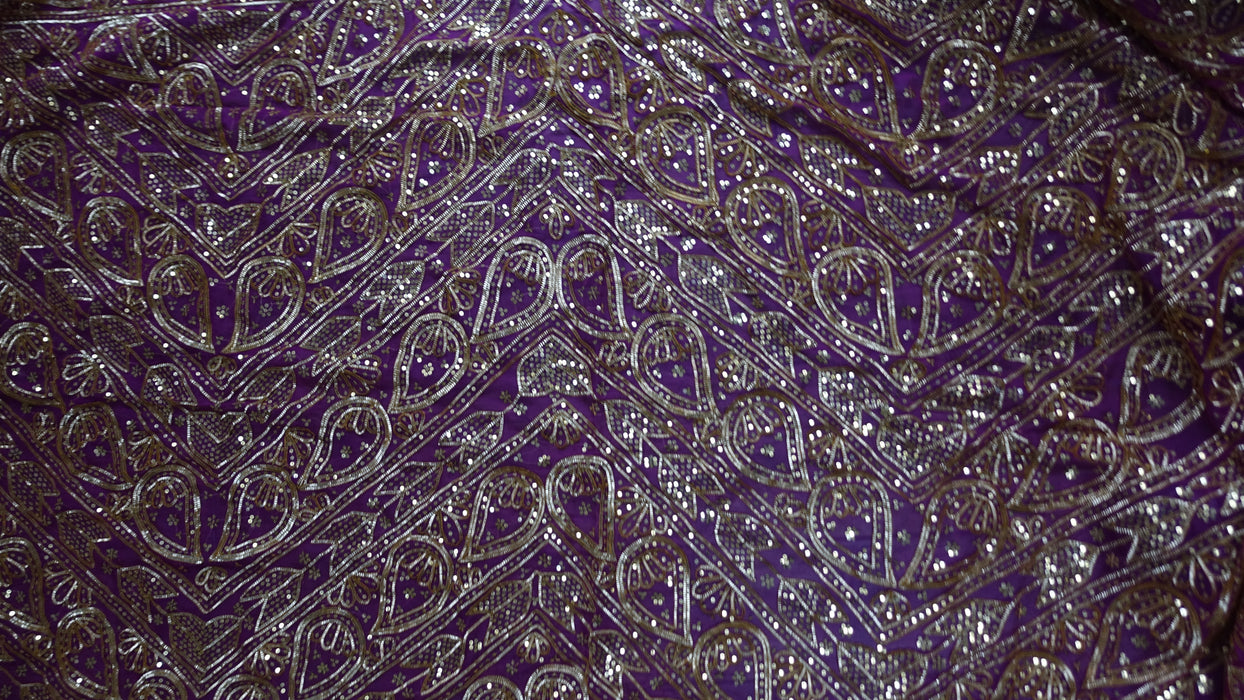 Hot Pink Vintage Silk Chiffon Sikhiya Gota Wedding Dupatta  - New