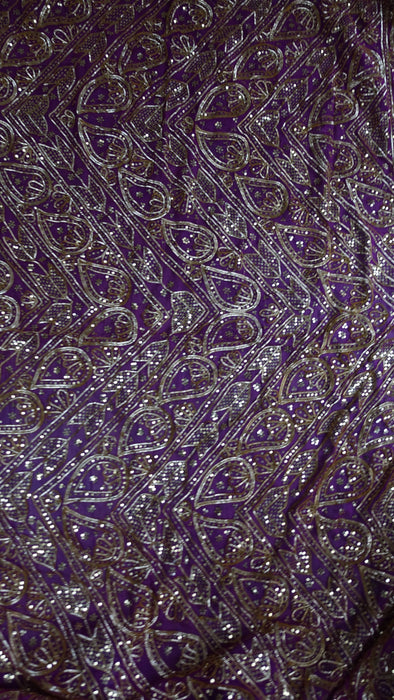 Hot Pink Vintage Silk Chiffon Sikhiya Gota Wedding Dupatta  - New