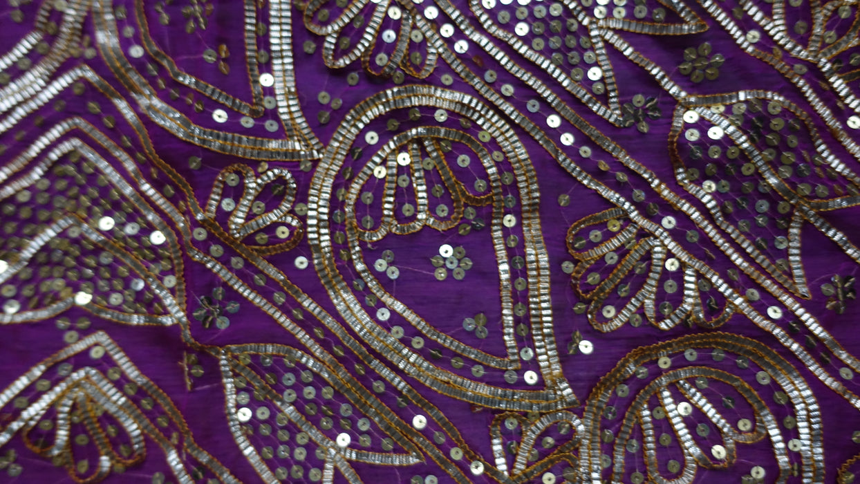 Hot Pink Vintage Silk Chiffon Sikhiya Gota Wedding Dupatta  - New