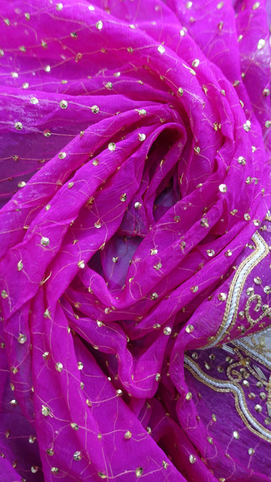 Hot Pink Vintage Wedding Dupatta - New