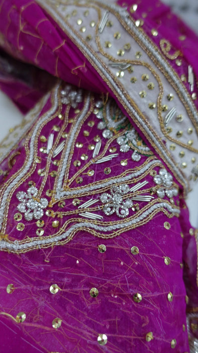 Hot Pink Vintage Wedding Dupatta - New