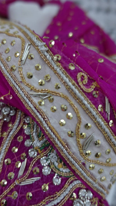 Hot Pink Vintage Wedding Dupatta - New