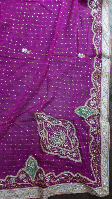 Hot Pink Vintage Wedding Dupatta - New
