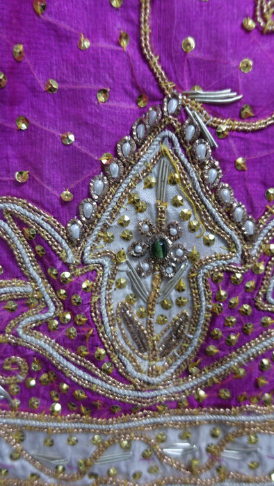 Hot Pink Vintage Wedding Xl Dupatta - New