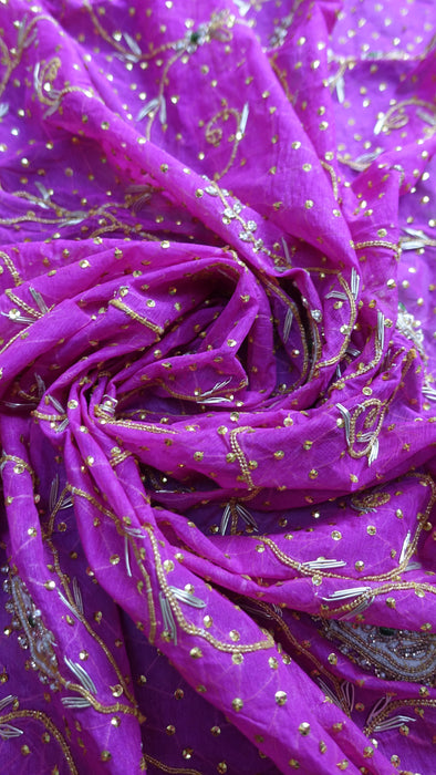 Hot Pink Vintage Wedding Xl Dupatta - New