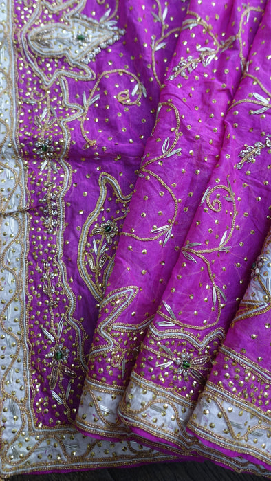 Hot Pink Vintage Wedding Xl Dupatta - New