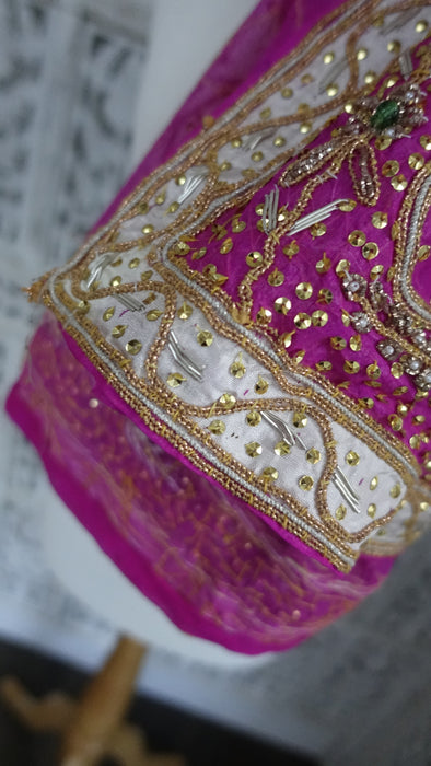 Hot Pink Vintage Wedding Xl Dupatta - New