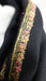 Black wool shawl with pink, green and blue floral embroidery – view 7