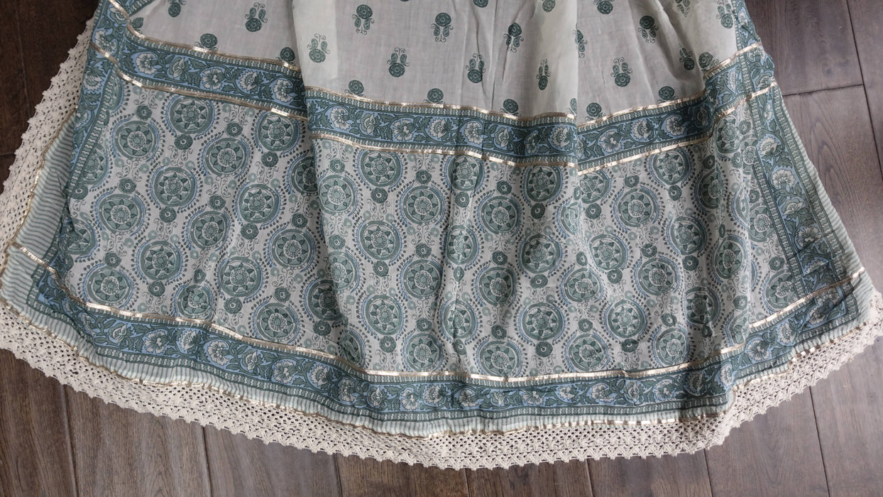 Light Blue And White Cotton Thin Scarf