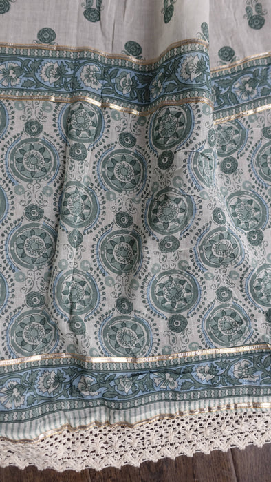 Light Blue And White Cotton Thin Scarf