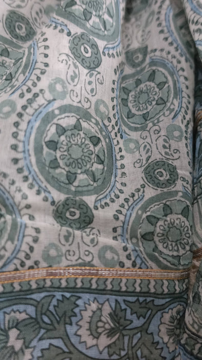 Light Blue And White Cotton Thin Scarf