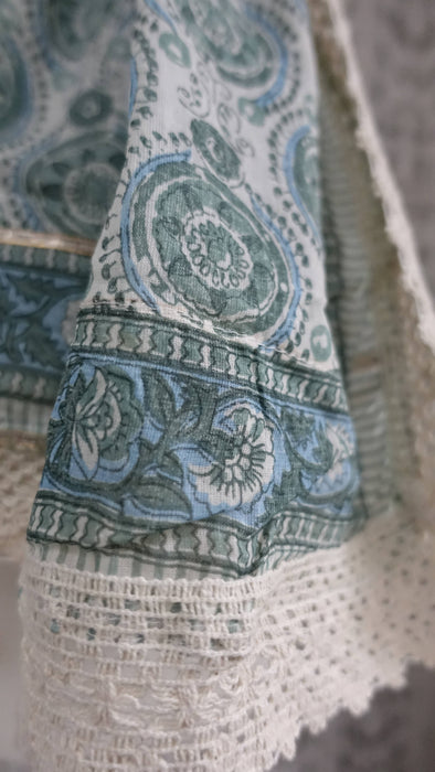 Light Blue And White Cotton Thin Scarf