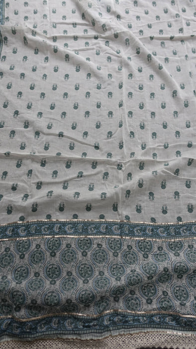 Light Blue And White Cotton Thin Scarf