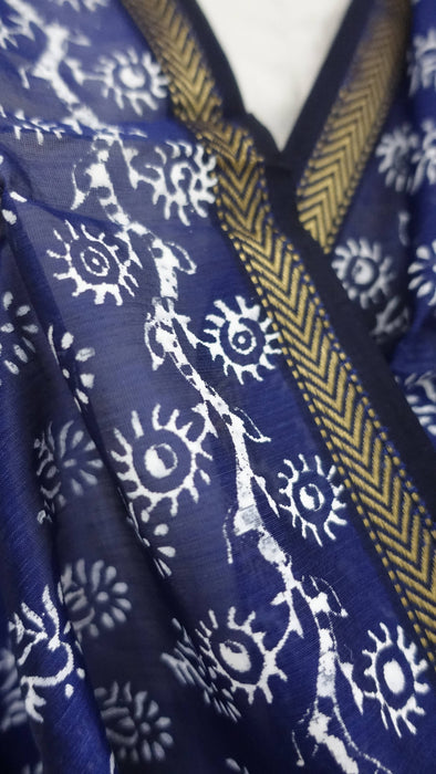 Blue And White Printed Cotton Dupatta