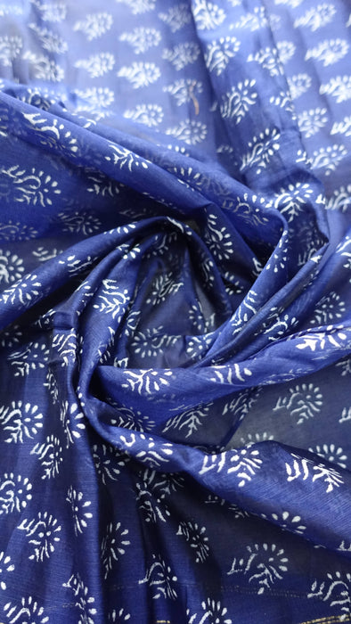 Blue And White Printed Cotton Dupatta