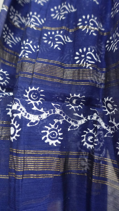 Blue And White Printed Cotton Dupatta