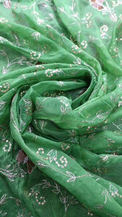 Green Vintage Embroidered Dupatta