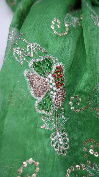 Green Vintage Embroidered Dupatta