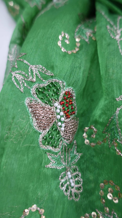 Green Vintage Embroidered Dupatta