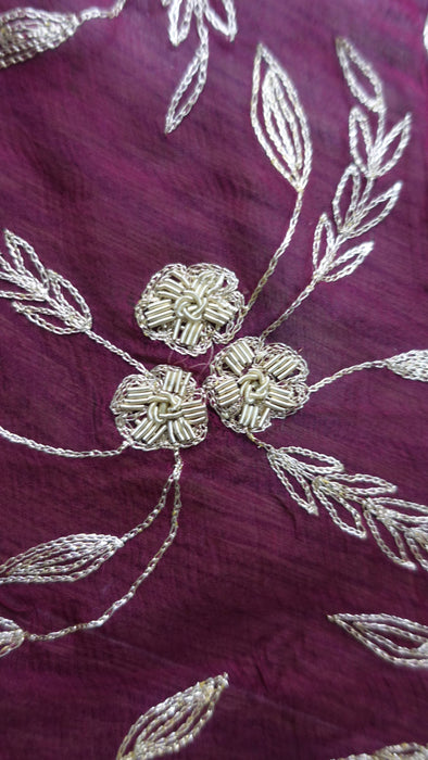 Maroon Chiffon Vintage Wedding Dupatta