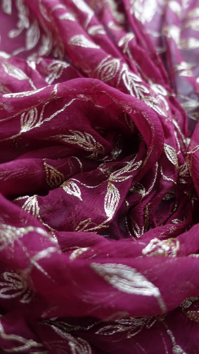 Maroon Chiffon Vintage Wedding Dupatta