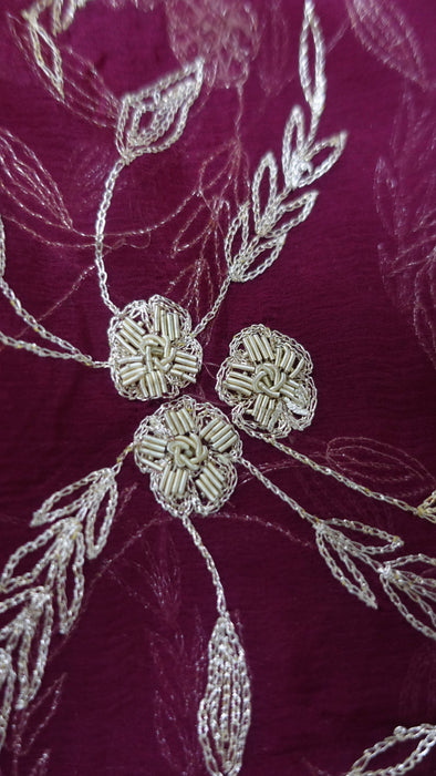 Maroon Chiffon Vintage Wedding Dupatta