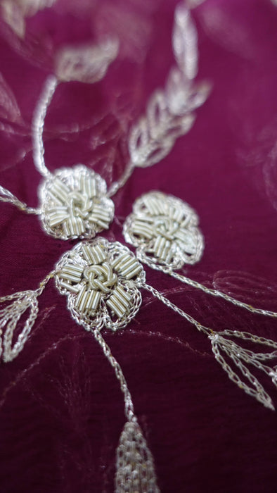 Maroon Chiffon Vintage Wedding Dupatta