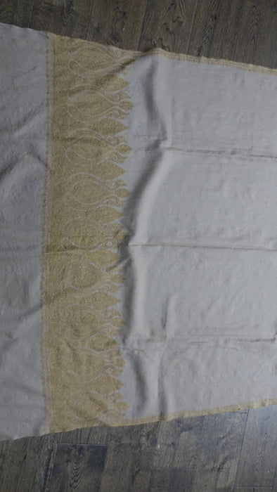 Brown Kashmiri pure wool shawl with gold thread embroidery – view 4