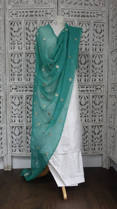Jade Banarsi Chiffon Dupatta - New