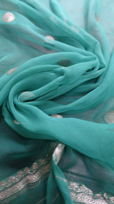 Jade Banarsi Chiffon Dupatta - New