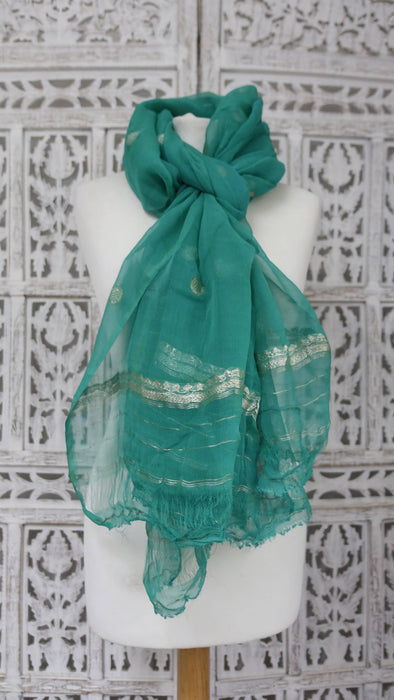Jade Banarsi Chiffon Dupatta - New