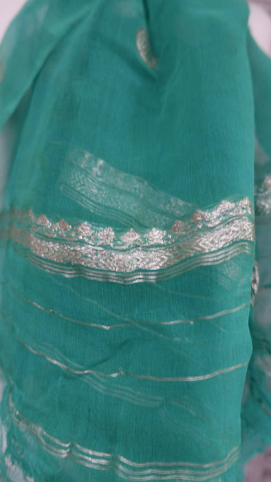 Jade Banarsi Chiffon Dupatta - New