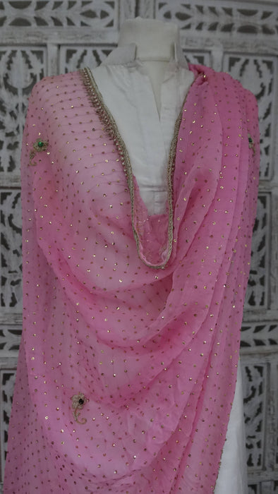 Baby Pink Vintage Zardosi Wedding Dupatta - Preloved