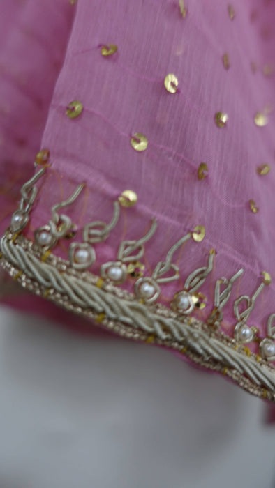 Baby Pink Vintage Zardosi Wedding Dupatta - Preloved