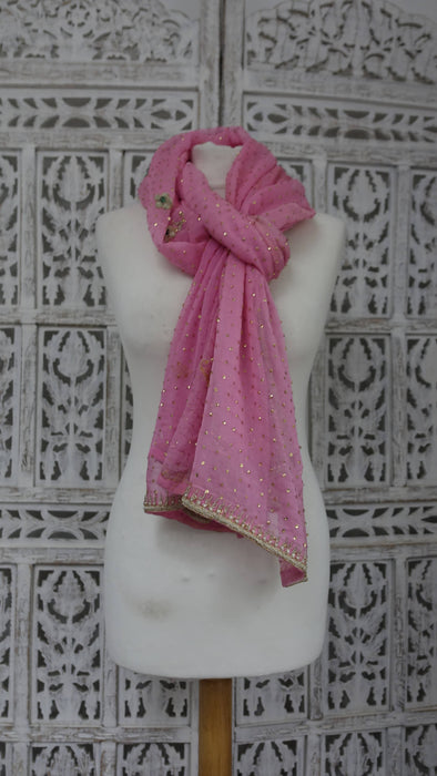 Baby Pink Vintage Zardosi Wedding Dupatta - Preloved