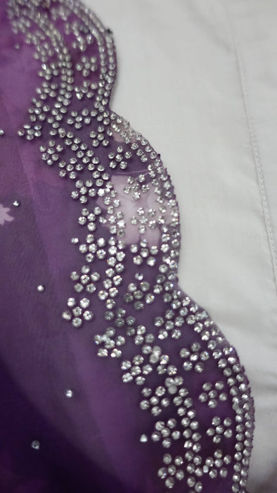 Purple Silky Voile With Diamante Detailing - New