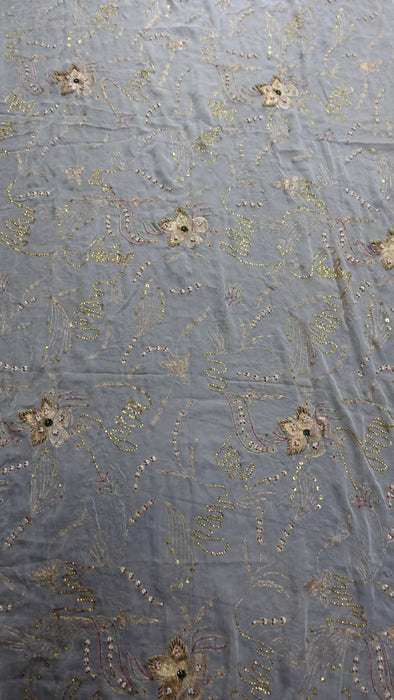 Cream Vintage Silk Chiffon Embellished Dupatta
