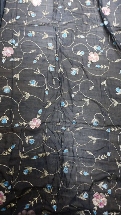 Black Vintage Embroidered Chiffon Dupatta